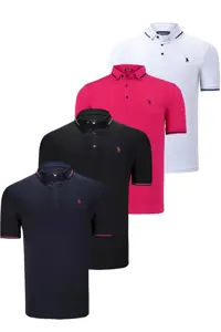 تی شرت سفید مردانه ست QUAD T8586 مشکی آبی تیره فوچیا Dewberry