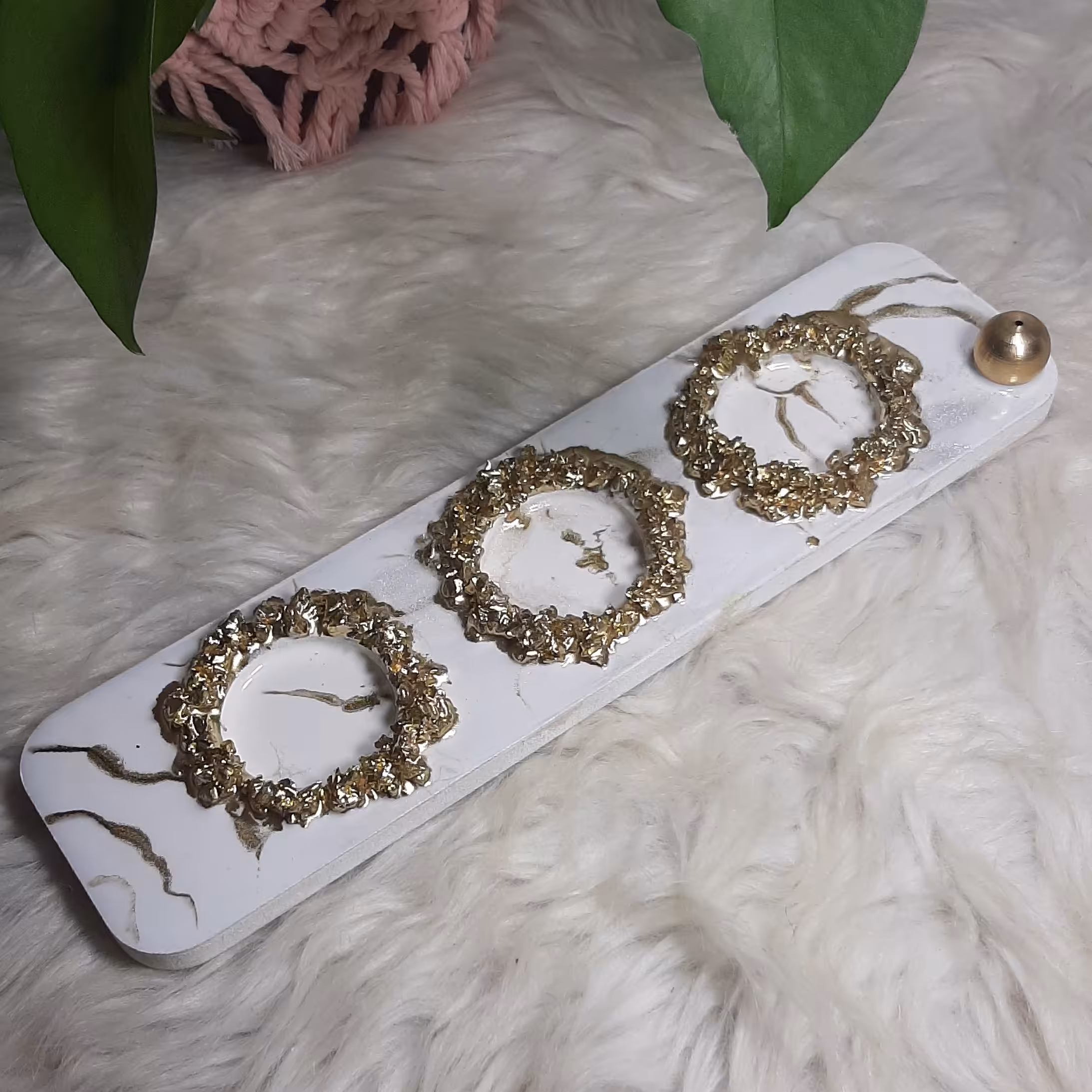 شمعدان جاشمعی جاعودی چوب با روکش مقاوم رزین براق  جا شمع و وارمر و عود