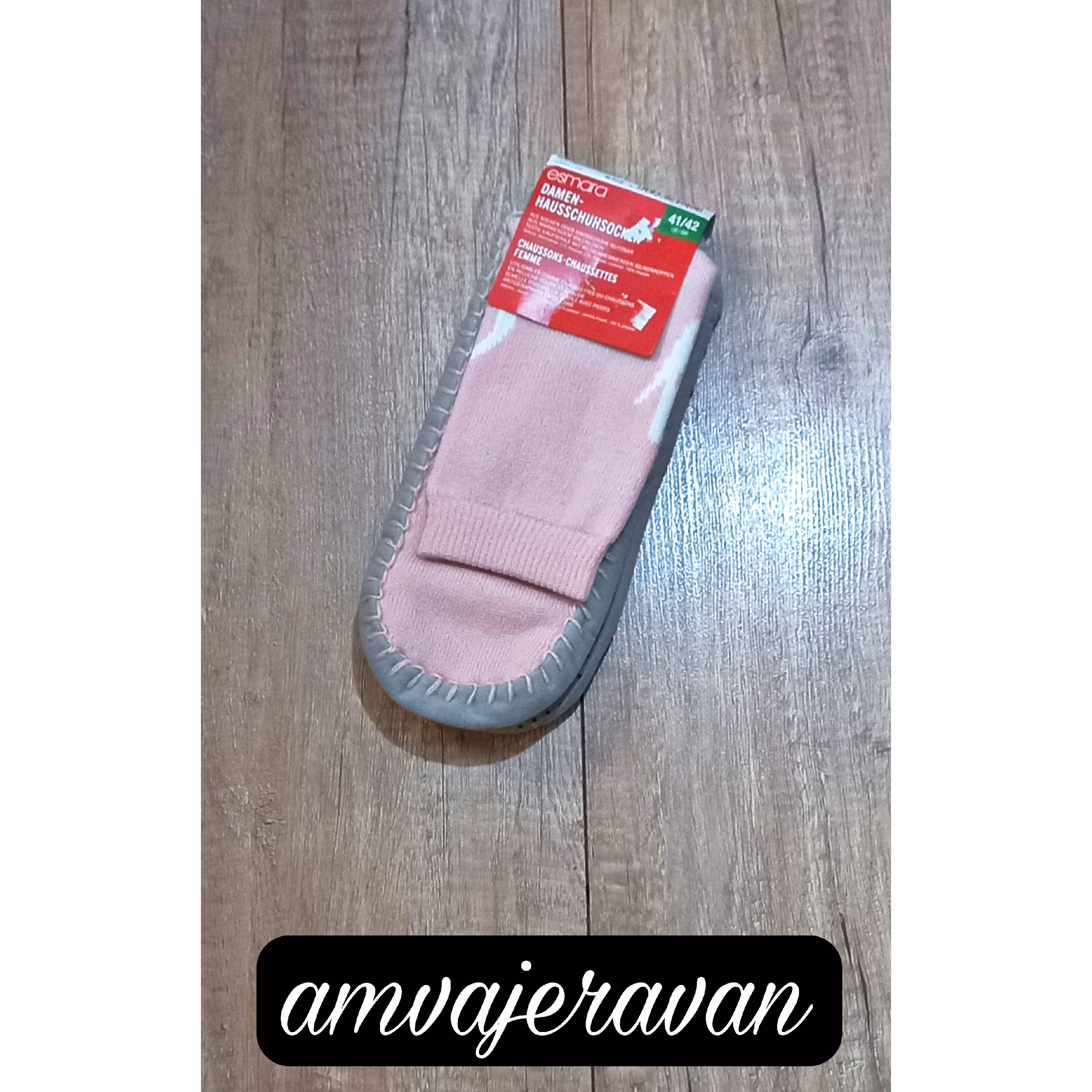 جوراب پاپوشی صورتی با کفی ضد لغزش برندesmara   آلمان سایز 41تا 42