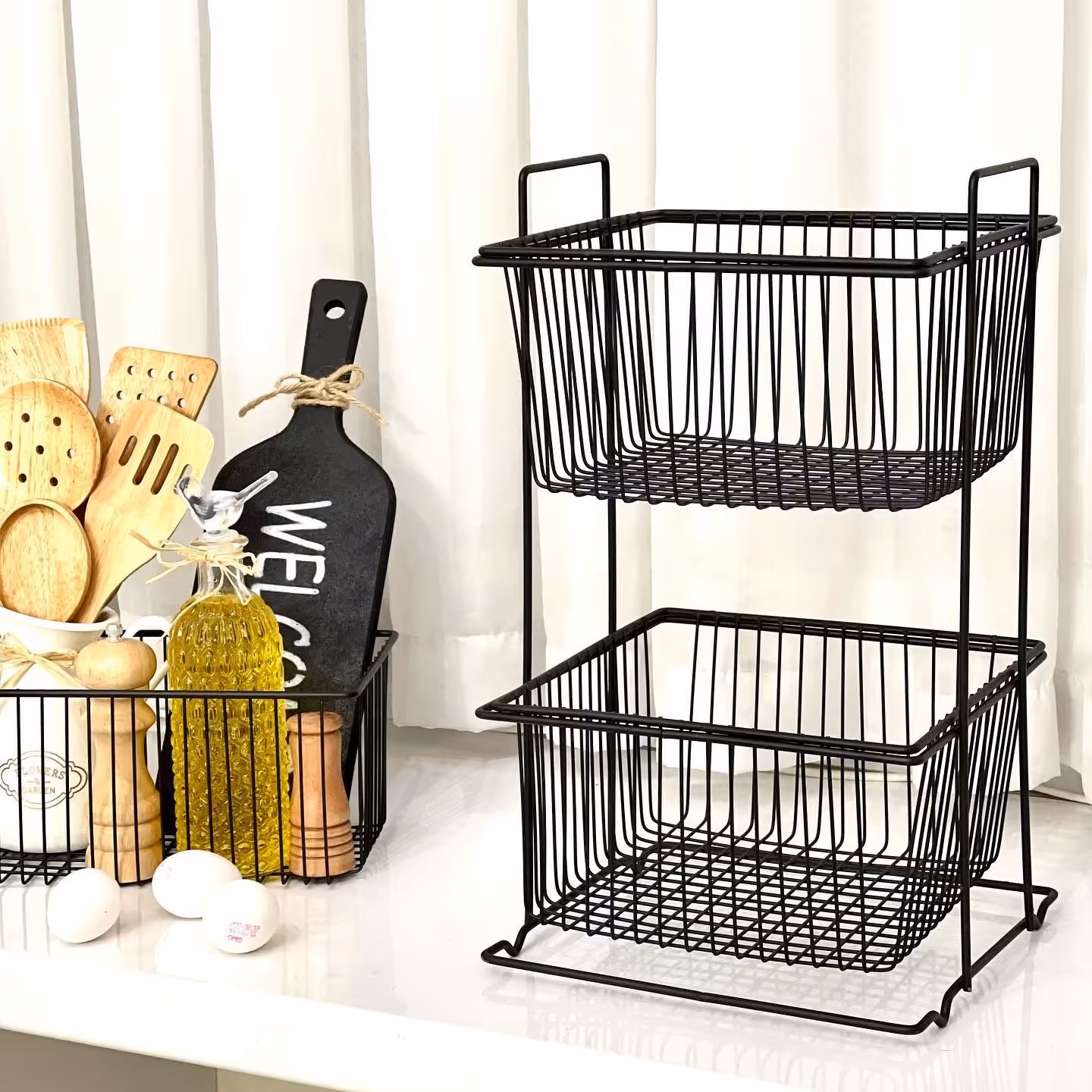 استند سیب زمینی پیاز دو طبقه فلزی