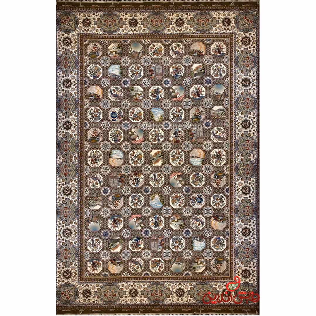 فرش ماشینی شاهکار صفویه 5152 قهوه ای