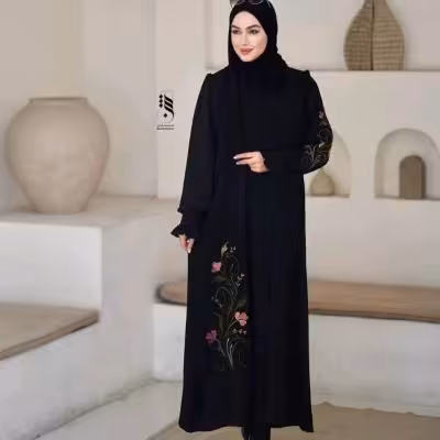 پیراهن عبایی الیزه اعلا گلدوزی گل رز