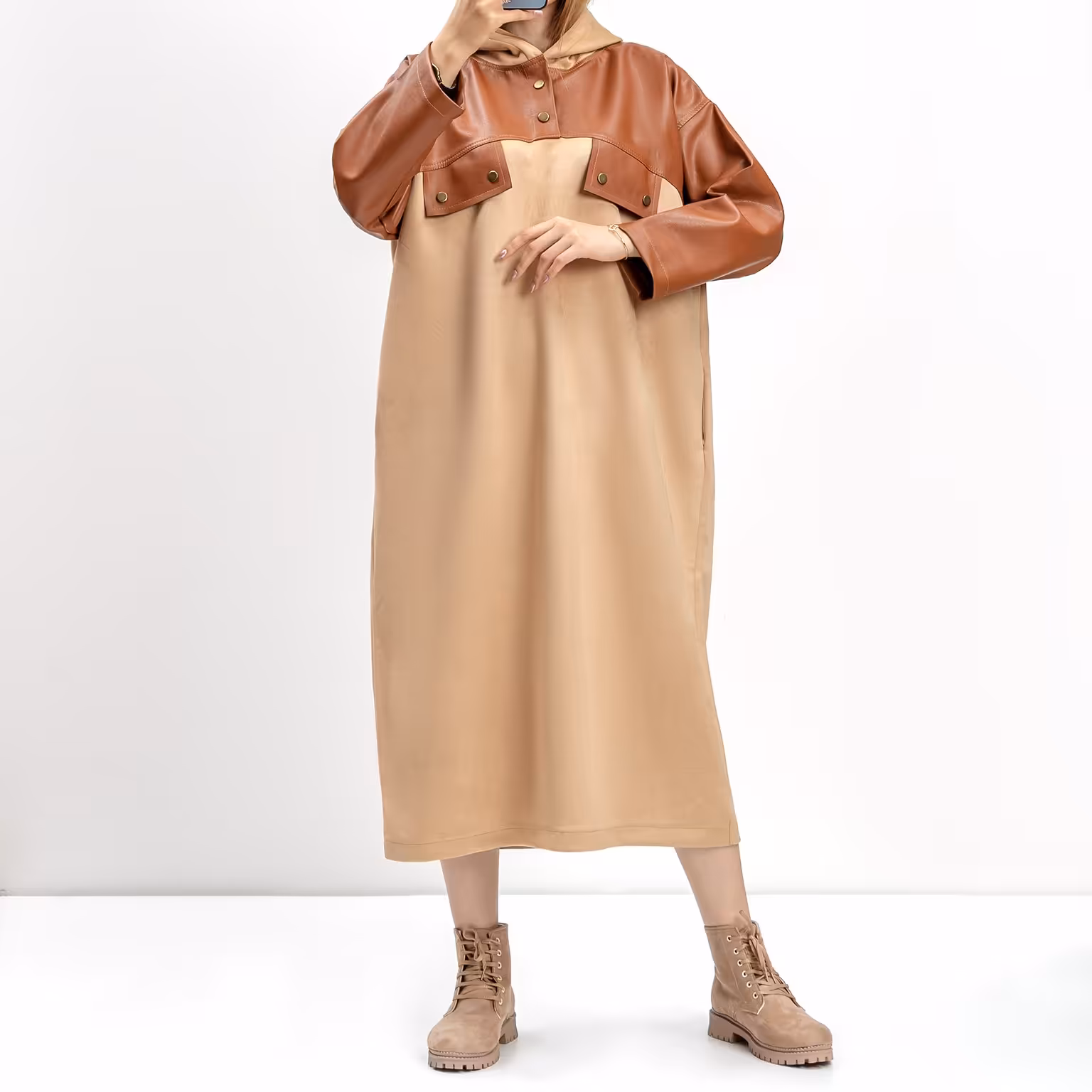 مانتو کفتان طرح چرم   کد محصول   1520