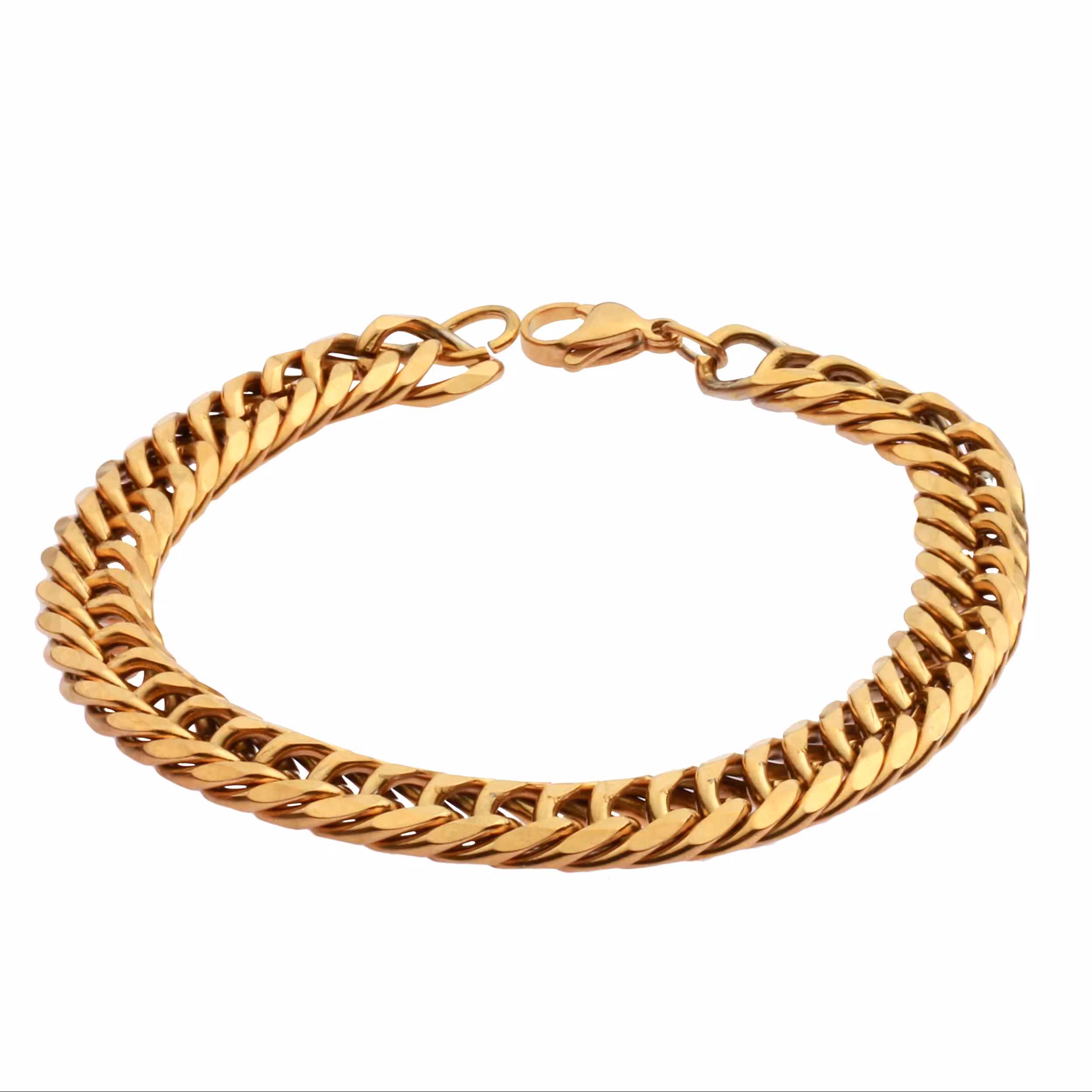 دستبند  زنانه ومردانه  زنجیری -  استیل - مدل TBR-107 - طلایی