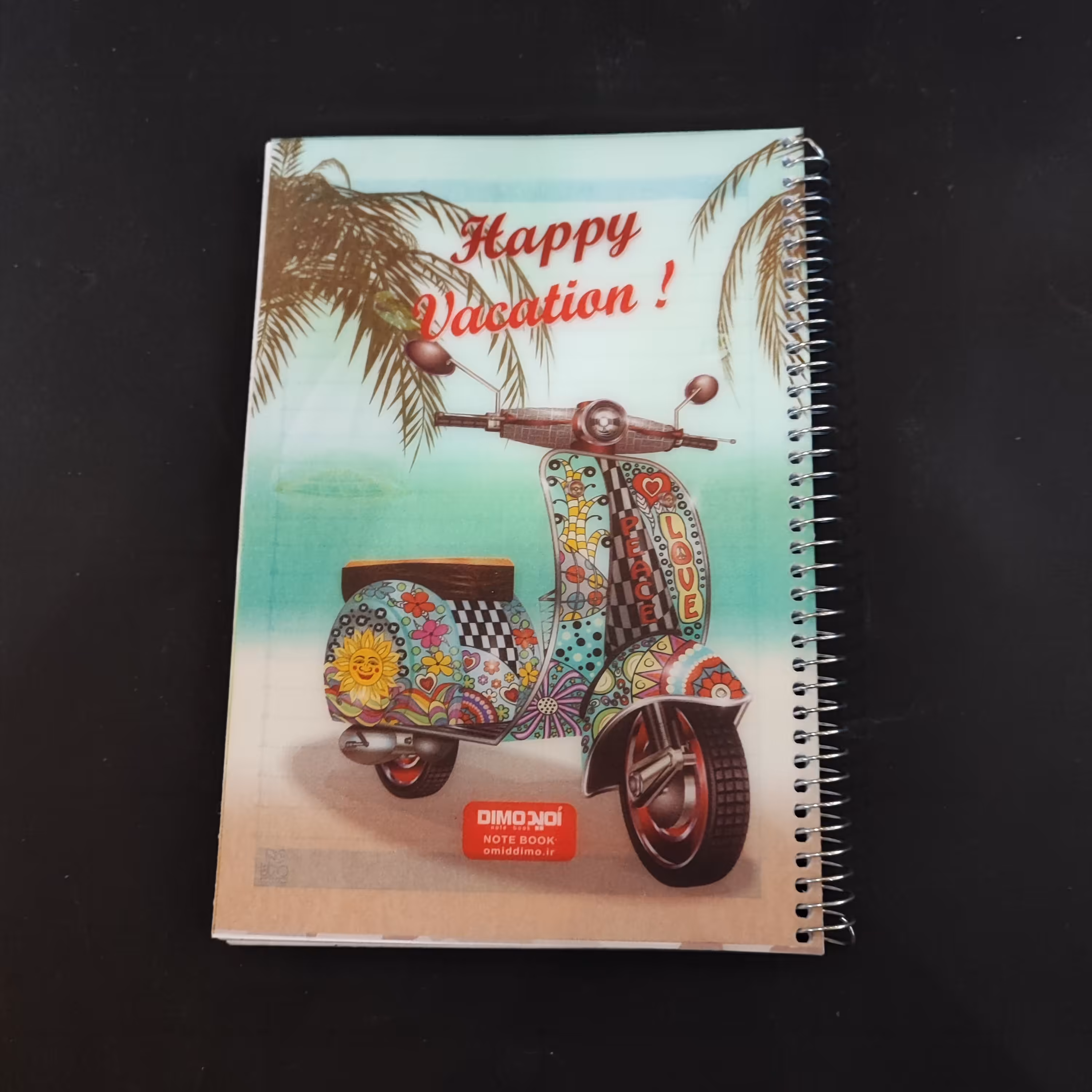 دفتر  100 برگ - امید -  خط دار جلد طلقی سیمی - طرح  موتور 