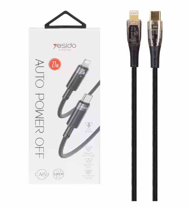 کابل شارژ فست 2 متری یسیدو تایپ سی به لایتنینگ مدل CA102