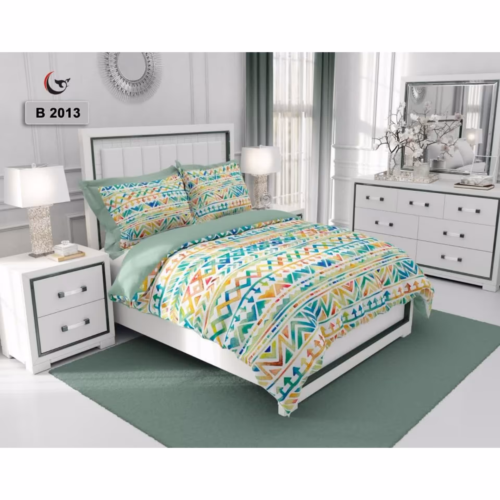 روتختی دونفره طرح مدرن جنس میکرو درجه یک رنگ سبز  B2013