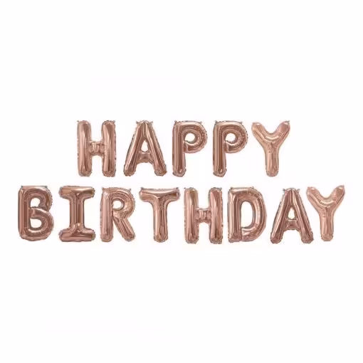 بادکنک فویلی مدل happy birthday رزگلد