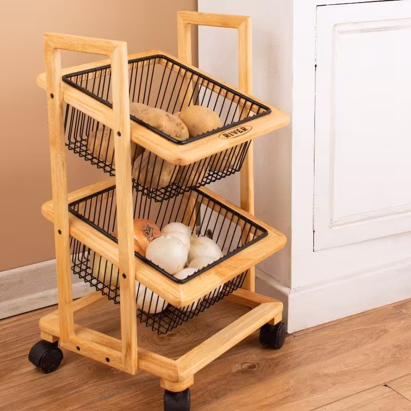 سبد سیب زمینی و پیاز دو طبقه ریور چرخدار کد 3912