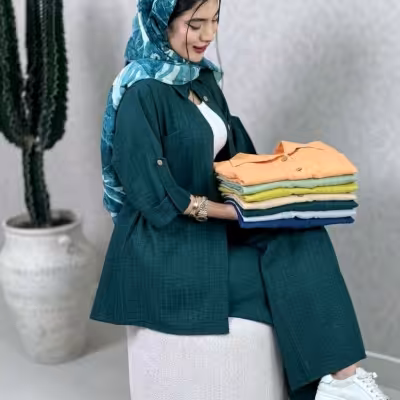 مانتو شلوار زنانه کراش سوزنی مدل ست مونیکا