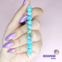 دستبند سنگ فیروزه مصری طبیعی و معدنی سایز 8