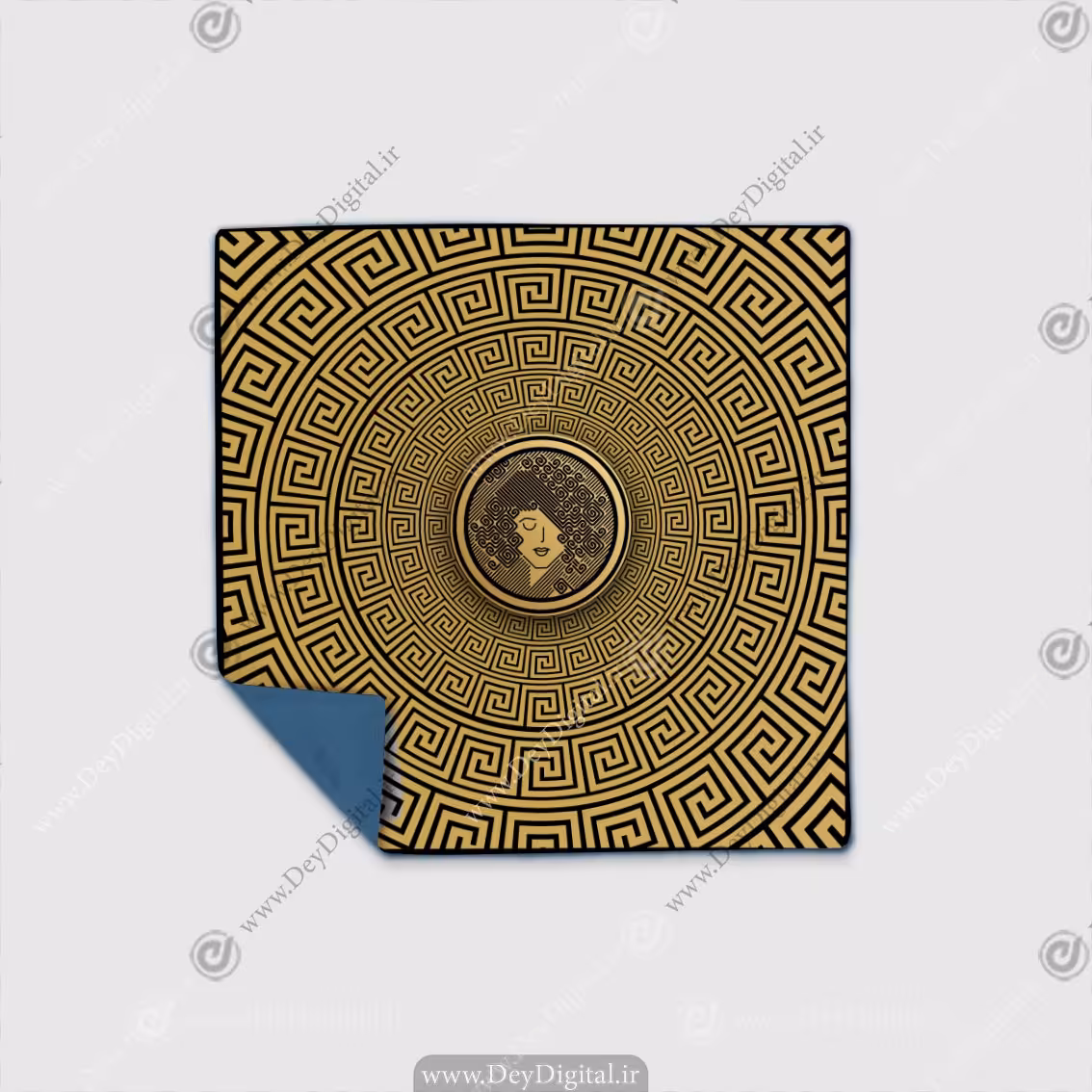 رومیزی طرح هندسی طلایی با نقاشی چهره SM-11303