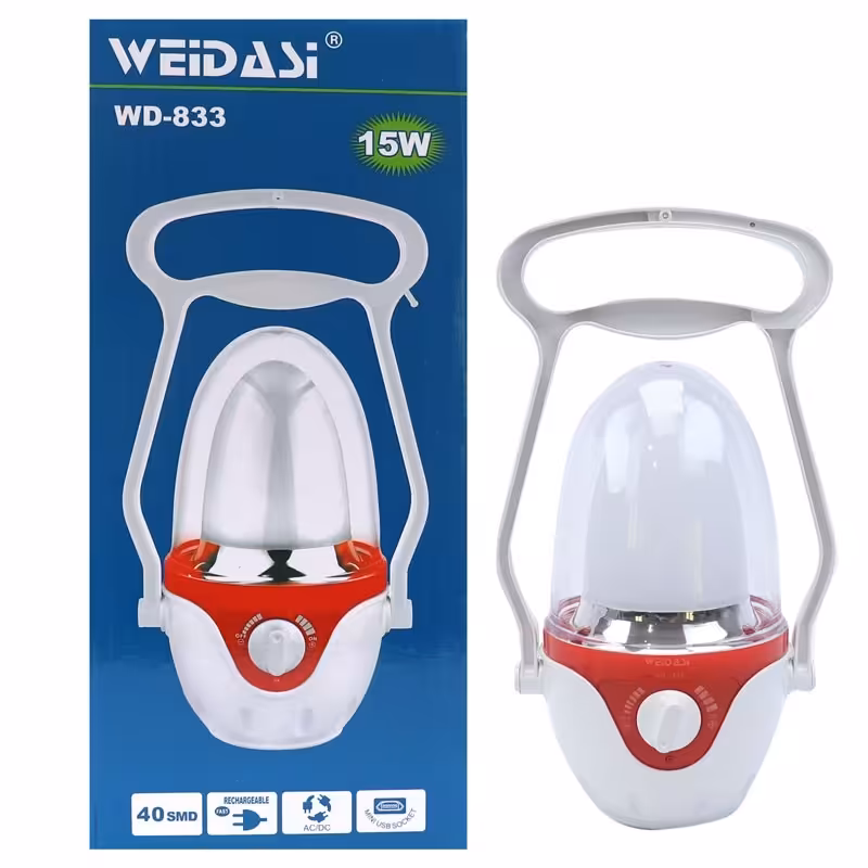 چراغ فانوسی شارژی برند ویداسی مدل WD-833  پانزده وات