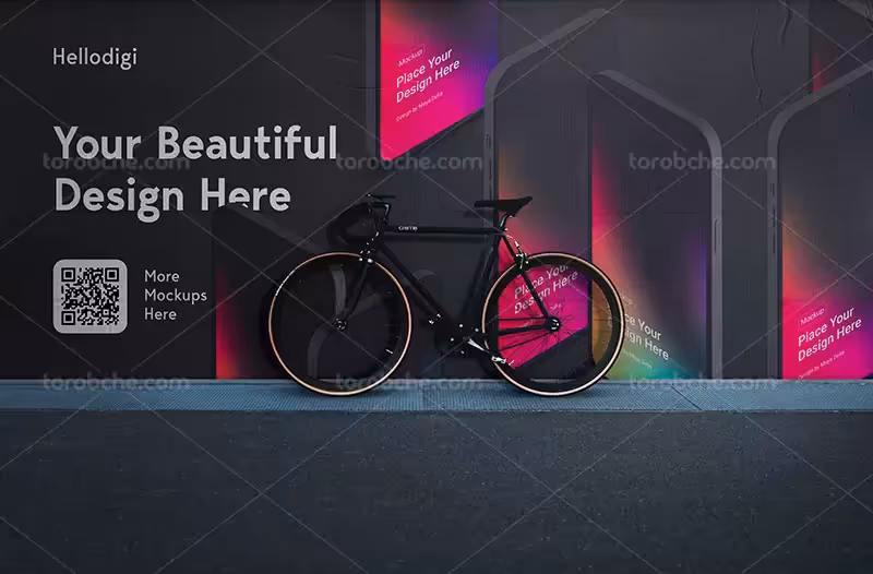 موکاپ بیلبورد شهری از زاویه رو به رو | گرافیک با طعم تربچه