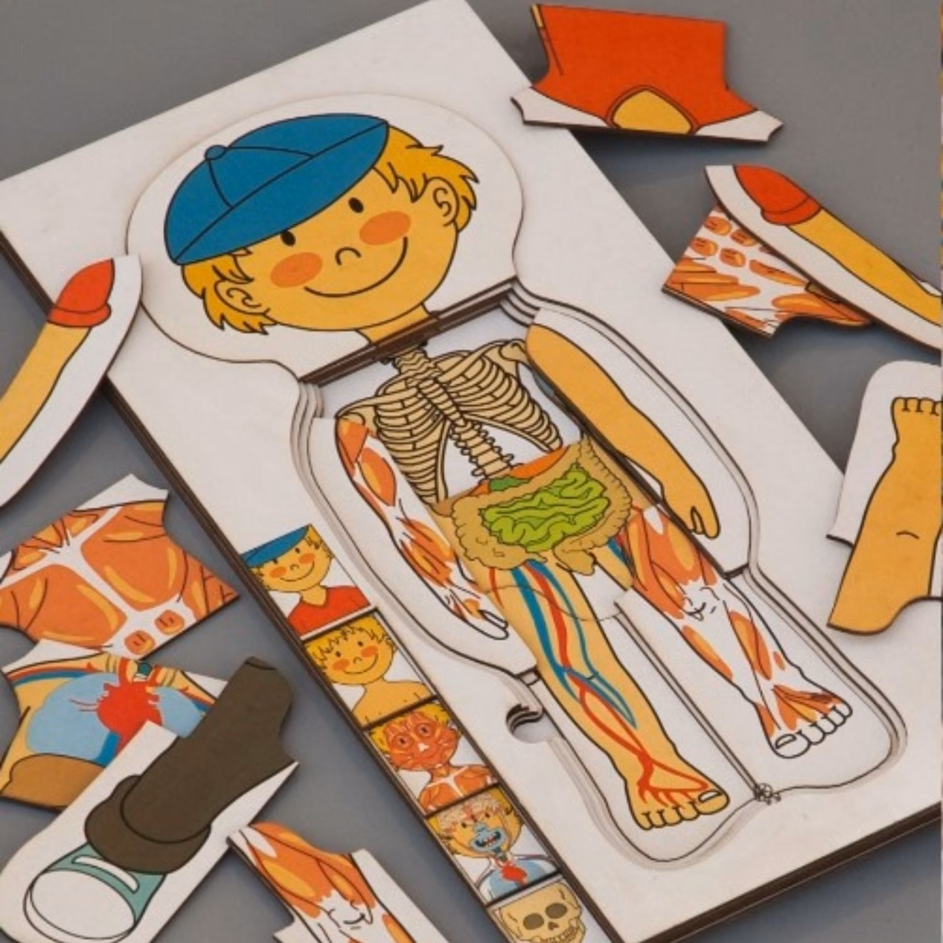 پازل جورچین اعضای بدن زی فی (مقوایی) پنج لایه با ابعاد 29 در14