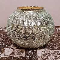گلدان شیشه ای آبگز نقره ای طرح لانه زنبوری برجسته سه بعدی درارتفاع 19 سانت(عالیجناب)