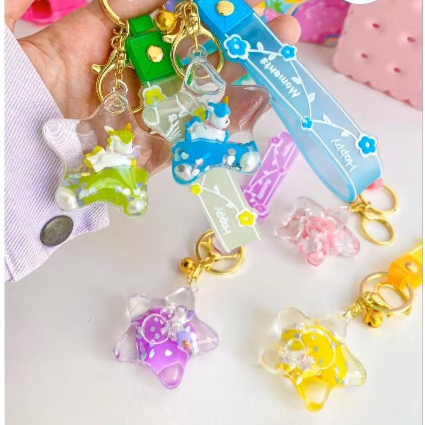 جاکلیدی ستاره  آکواریومی  با دسته سیلیکونی آویز کلید لوازم تحریر کلاسیک