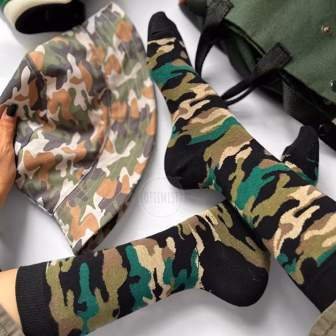 ست کلاه باکت و جوراب ساقدار چریکی فری سایز