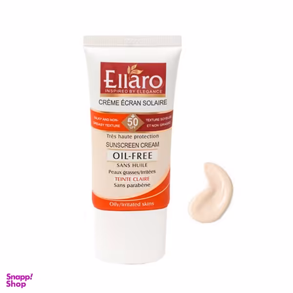 کرم ضد آفتاب فاقد چربی الارو (Ellaro) با Spf50 رنگ بژ روشن حجم 50 میلی‌لیتر