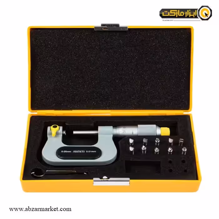 میکرومتر پیچ آسیمتو 25-0 میلی متر خارج سر تعویض شو مدل 0-01-133