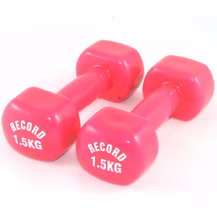 دمبل 1.5 کیلویی روکش دار رکورد جفتی رنگ صورتی