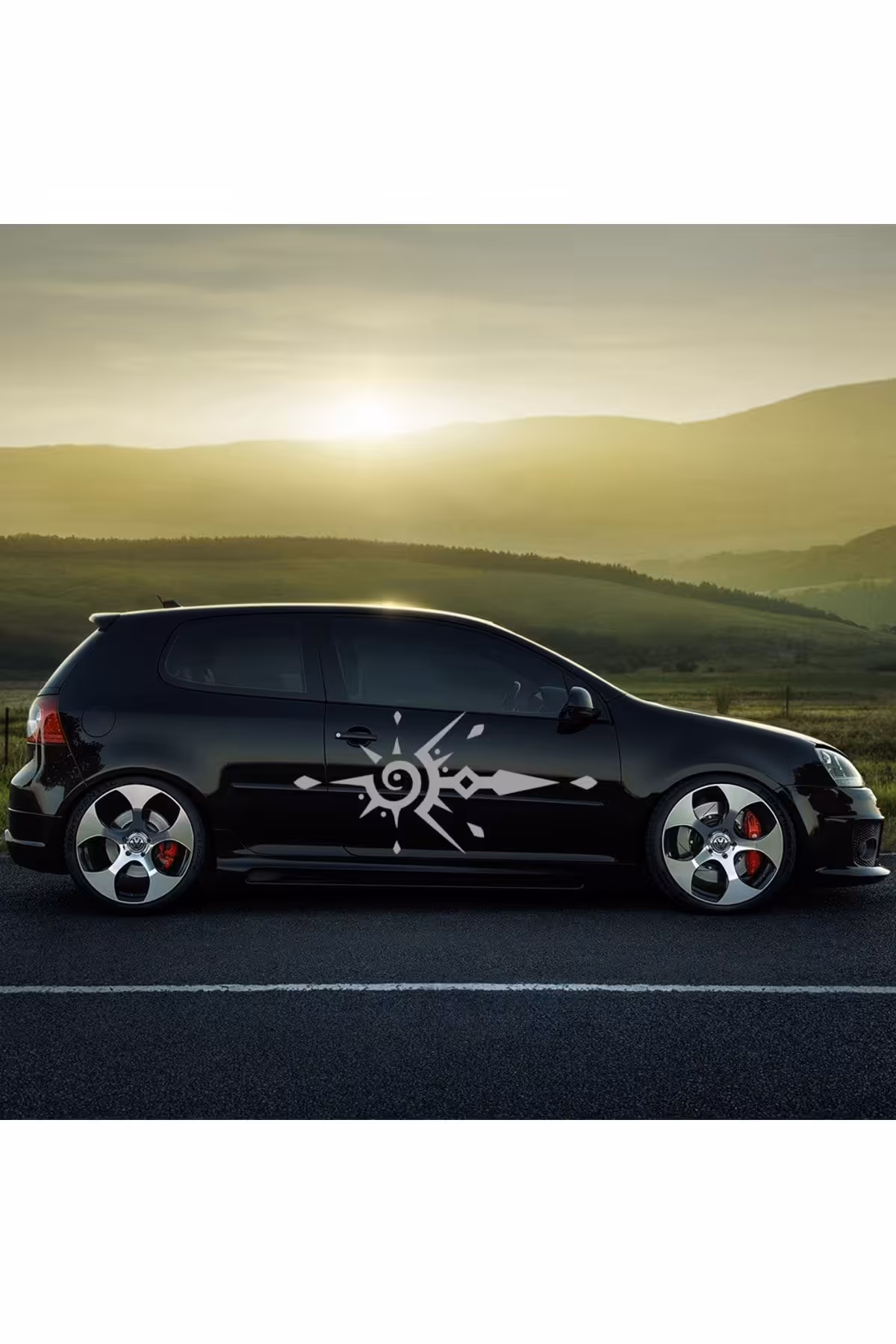 برچسب آرم و نوار شبرنگ خاکستری هود قبیله 57 120 سانتی متر اتومبیل بدن ماشین Melek Pazarı