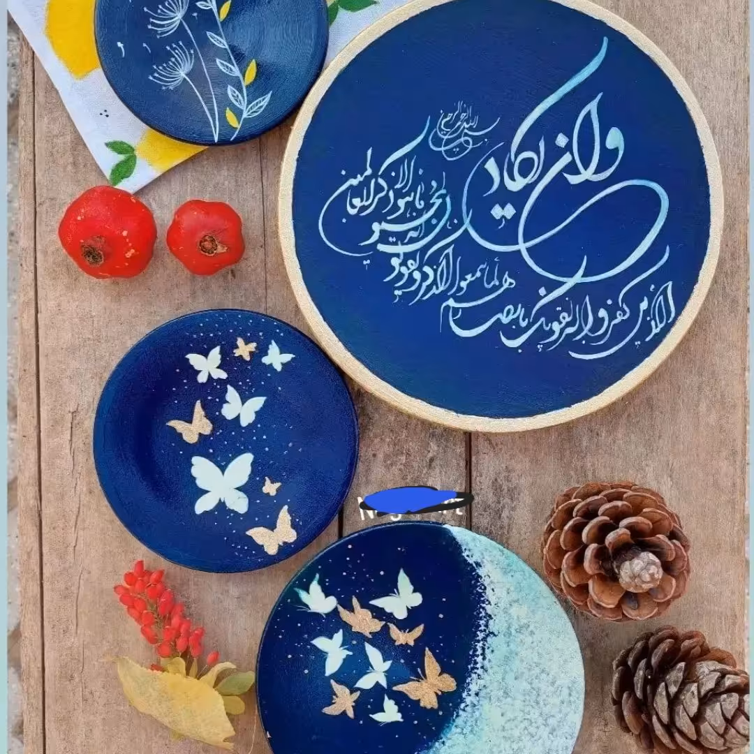 ست دیوارکوب وان یکاد بارنگ زمینه ابی کاربنی بسیارشیک وپرفروش درسایزای مختلف ارسال به سراسر کشور وقابل شستشو