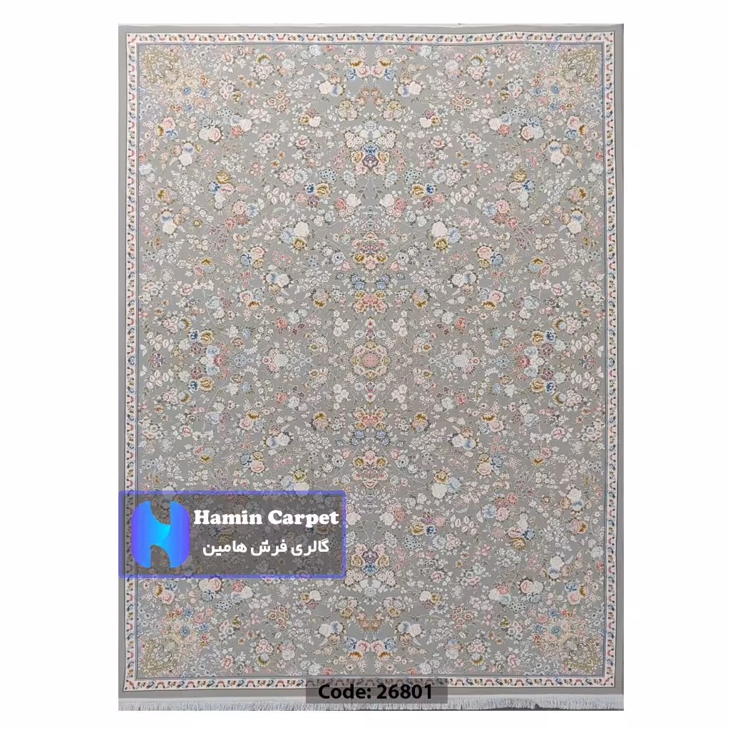 فرش 9 متری 1200 شانه تراکم 3600  نخ اکلریک گل برجسته کد  AR26801