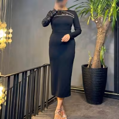 پیراهن مهمانی زنانه کرپ مازراتی مدل مجلسی