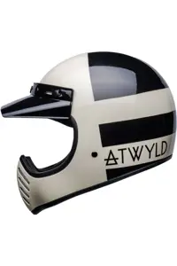 کلاه کاسکت موتورسیکلت سفید MOTO 3 ATWYLD ORBIT براق ایمنی موتور سیکلت سیاه Bell