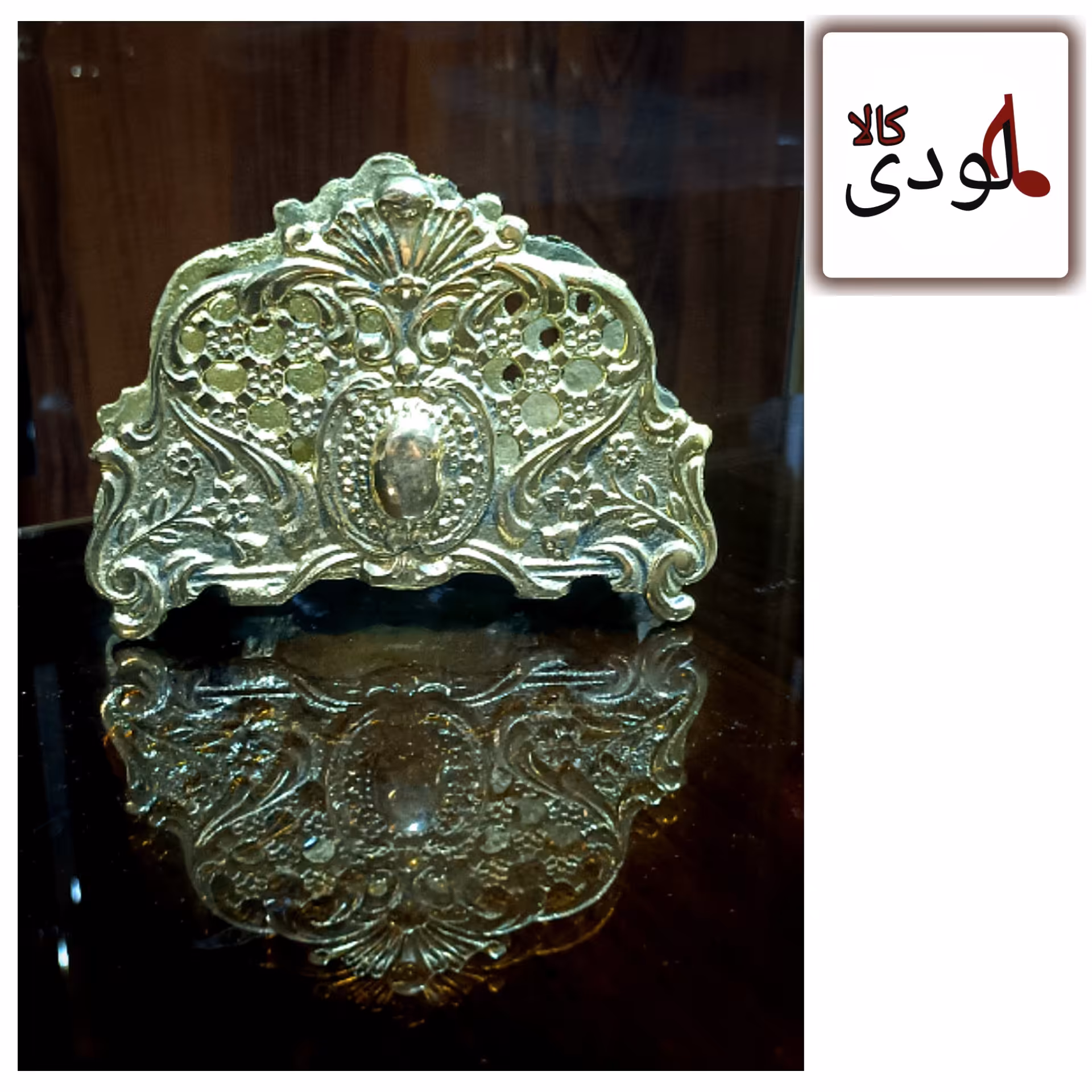 جا دستمال کاغذی رو میزی برنزی طرح مینیاتور