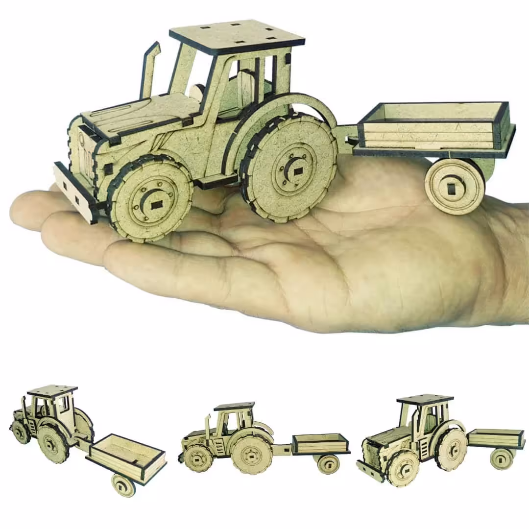 پازل چوبی فکری سه بعدی مناسب هدیه بهکات طرح تراکتور