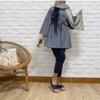 مانتو عروسکی خالدار  جنس کتان کنزو درجه یک 