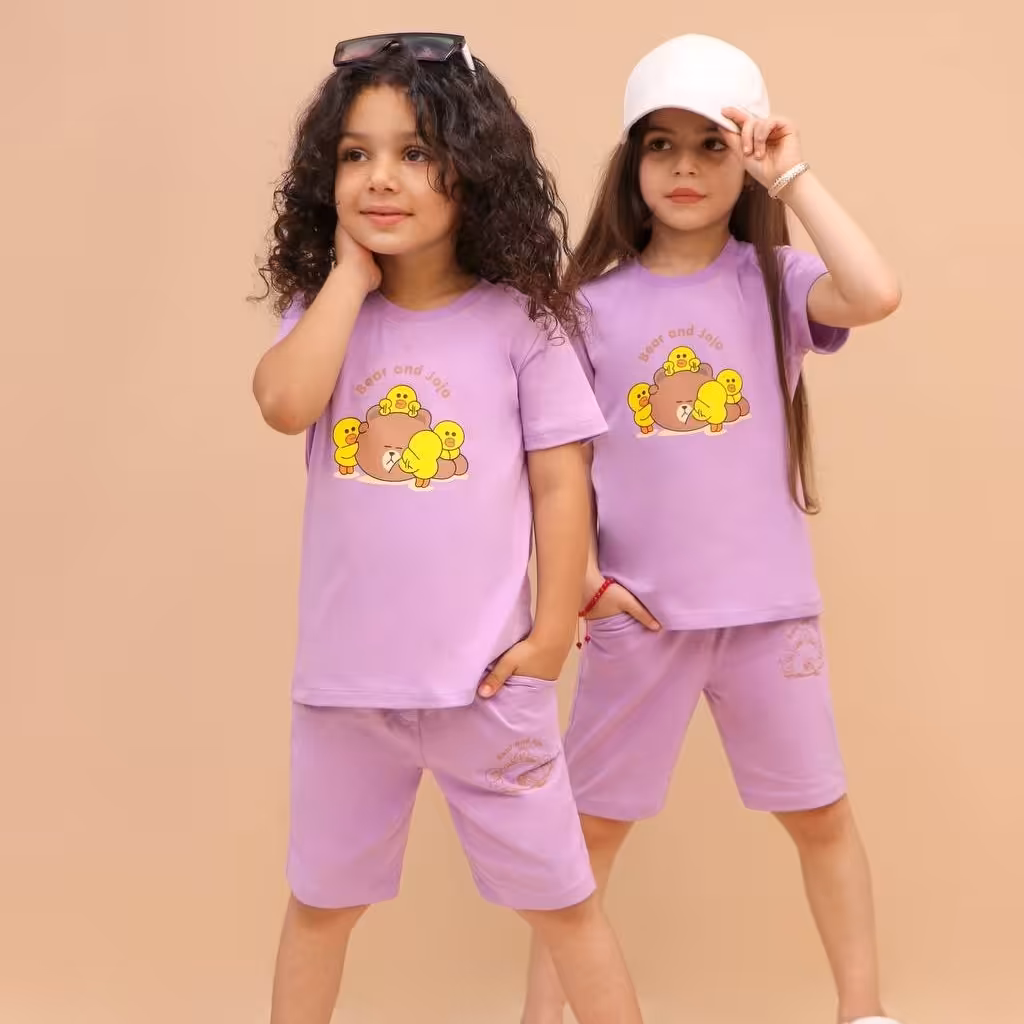 ست بلوز و شلوارک طرح جوجه مناسب 2 تا 5 سال سایز 40 45