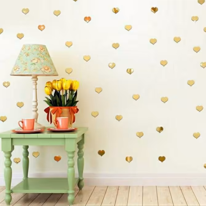 آینه های دکوری طرح قلب (50 عددی)