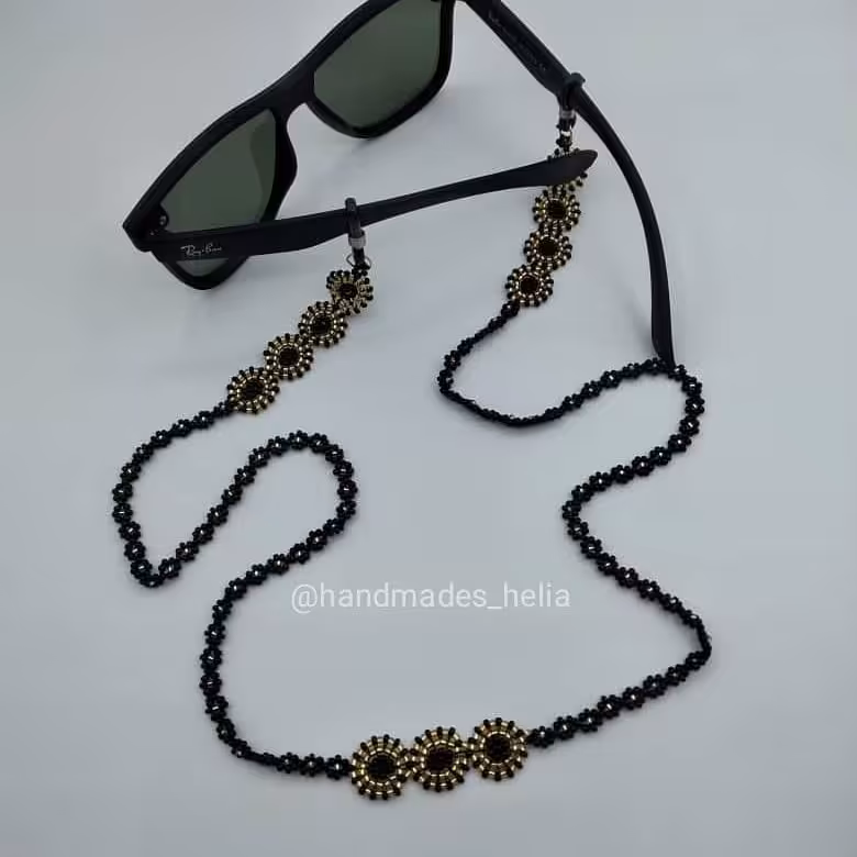 بند عینک منجوق بافی  دستدوز  هشتادو پنج سانتیمتر