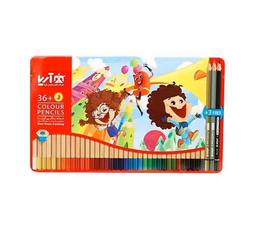 مداد رنگی 3 36 رنگ جعبه فلزی آریا مدل 3023