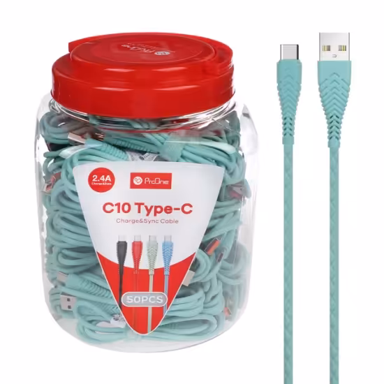 کابل تبدیل USB به USB-C پرووان مدل PCC165 طول 1 متر(بسته 50 عددی)