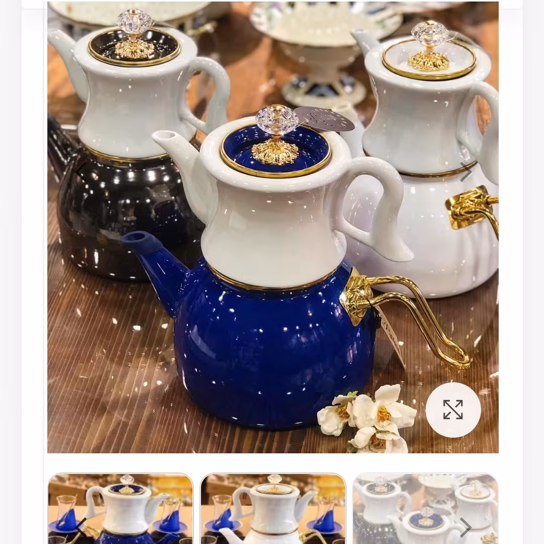 سرویس کتری قوری درب  نگین دار ترک اصل.کیفیت عالی.ارسال از ترکیه 