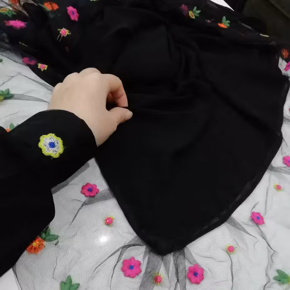 ست روسری و ساق جت بلک حریر شیفون 