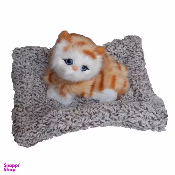 عروسک مدل گربه خوابیده روی تشک کد 02 طول 20 سانتی متر