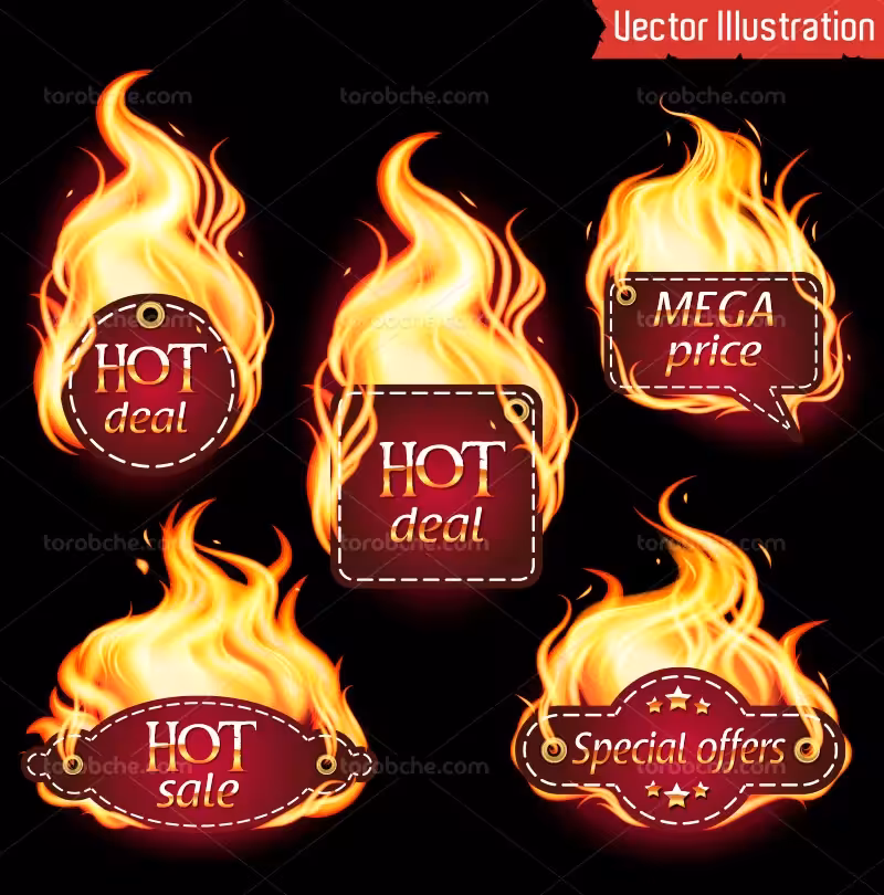 وکتور لیبل آتشی | گرافیک با طعم تربچه