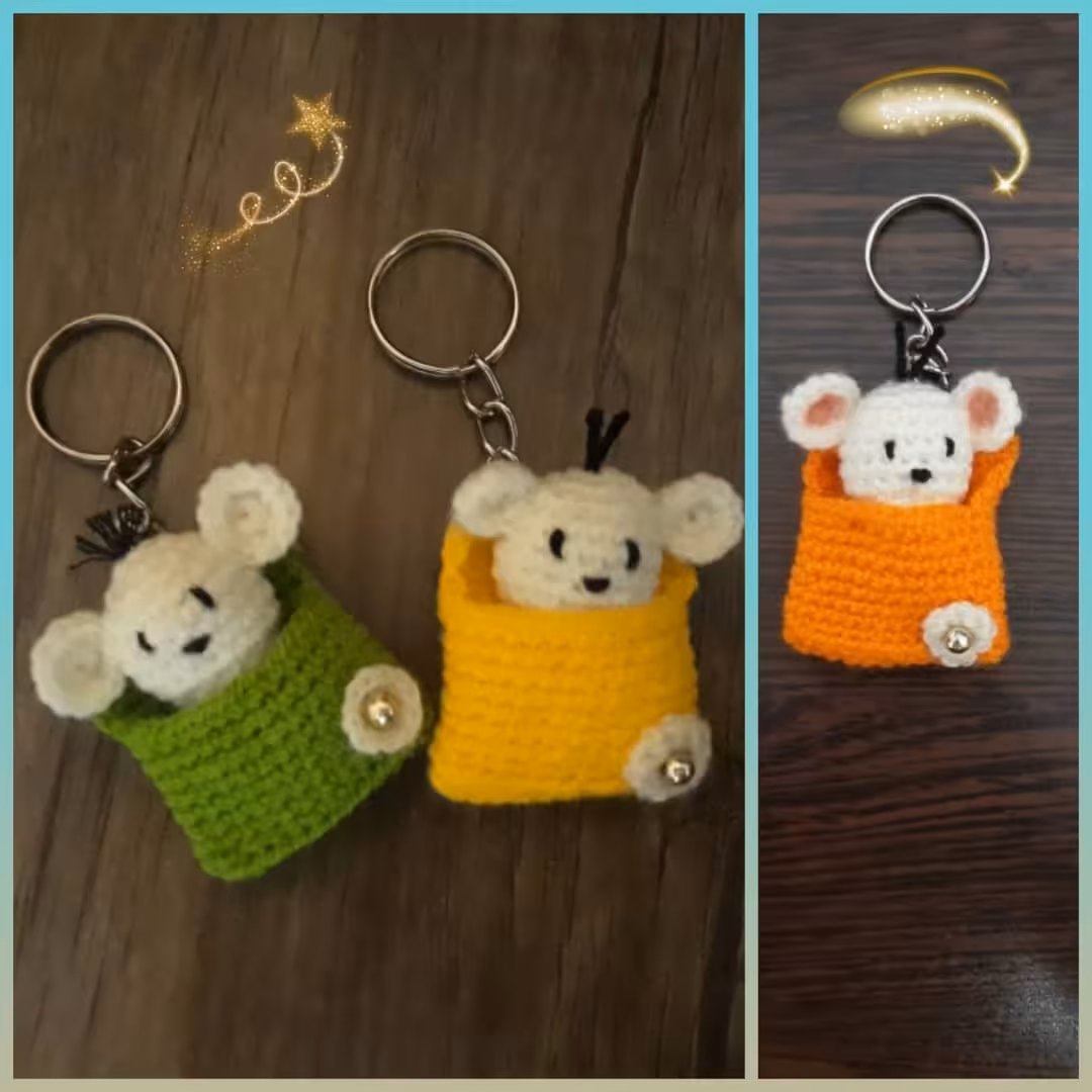 جا کلیدی موش کوچولوی مهربون از جنس کاموا آکریل تاب که قابل شستشو و ضد حساسیت می باشد