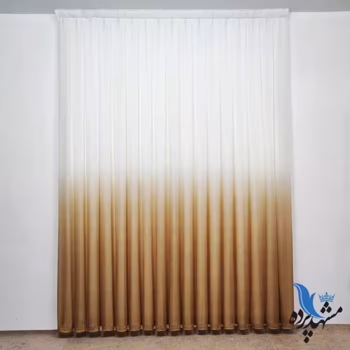 پرده حریر دو رنگ طلایی عرض 140 سانتی متر در ارتفاع 280 سانتی متر با دوخت پانچ  (قیمت هر قواره)