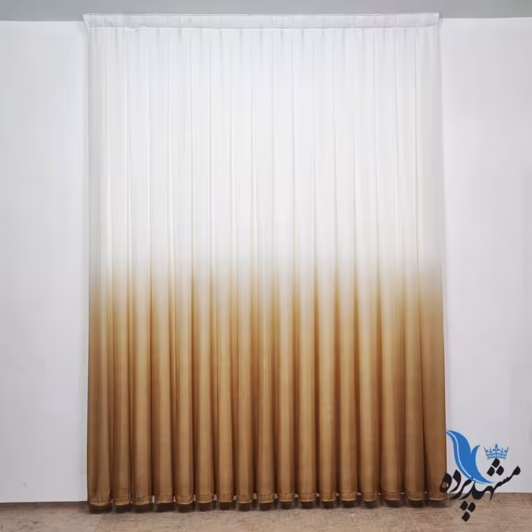 پرده حریر دو رنگ طلایی عرض 140 سانتی متر در ارتفاع 280 سانتی متر با دوخت پانچ  (قیمت هر قواره)