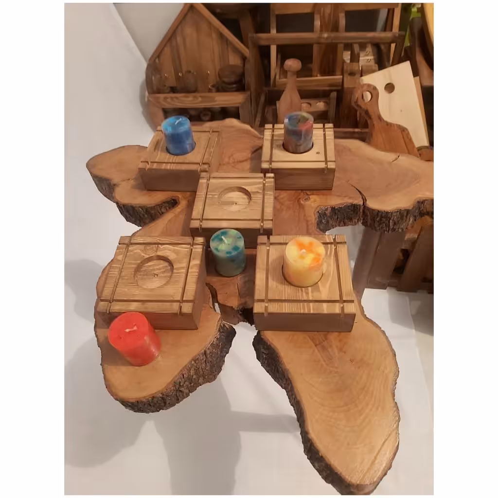 جاشمعی وارمری 5تایی مدل jsh9چوبی رنگ قهوه‌ای روشن ضد آب 