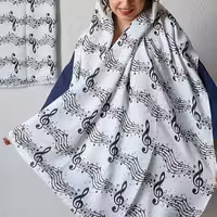 شال موسیقی کد 3 فانتزی بهاره طرح نت  سفید