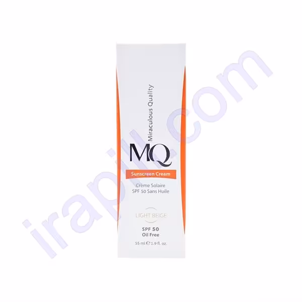 کرم ضد آفتاب فاقد چربی بژ روشن SPF 50 ام کیو MQ حجم 55 میلی لیتر