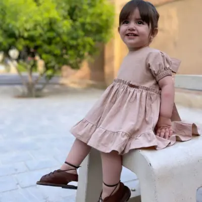 سارافون دخترانه لینن در انواع رنگها از سن سه ماه تا پانزده سال 