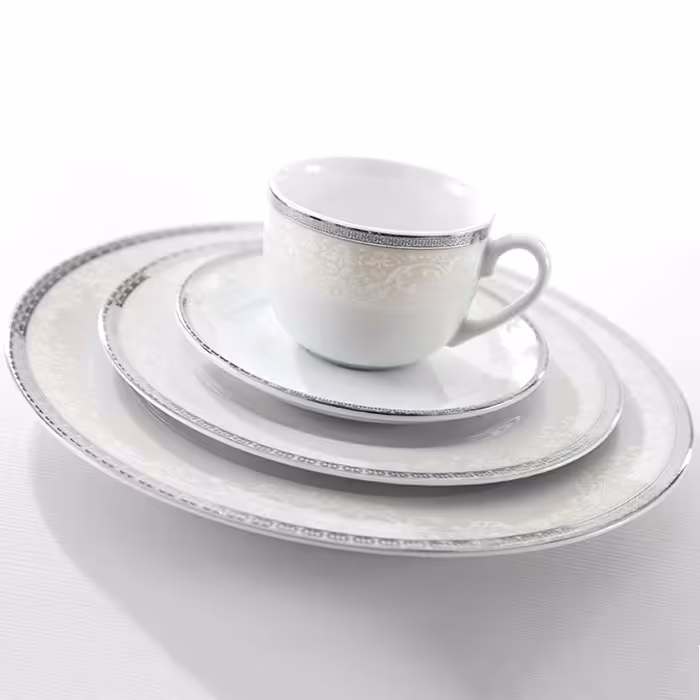 سرویس چینی زرین طرح ریوا پلاتینی 102 پارچه